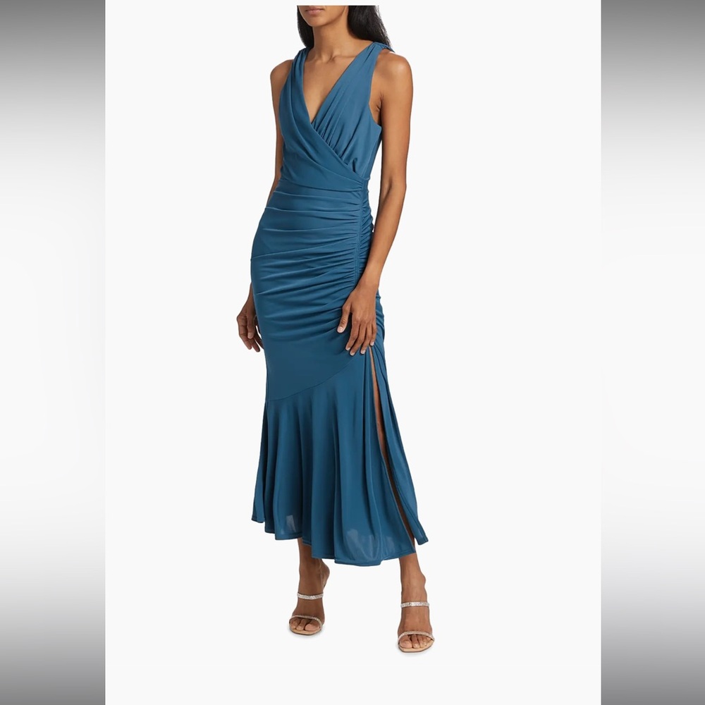 Cinq à Sept Mika Surplice Ruched Midi Dress